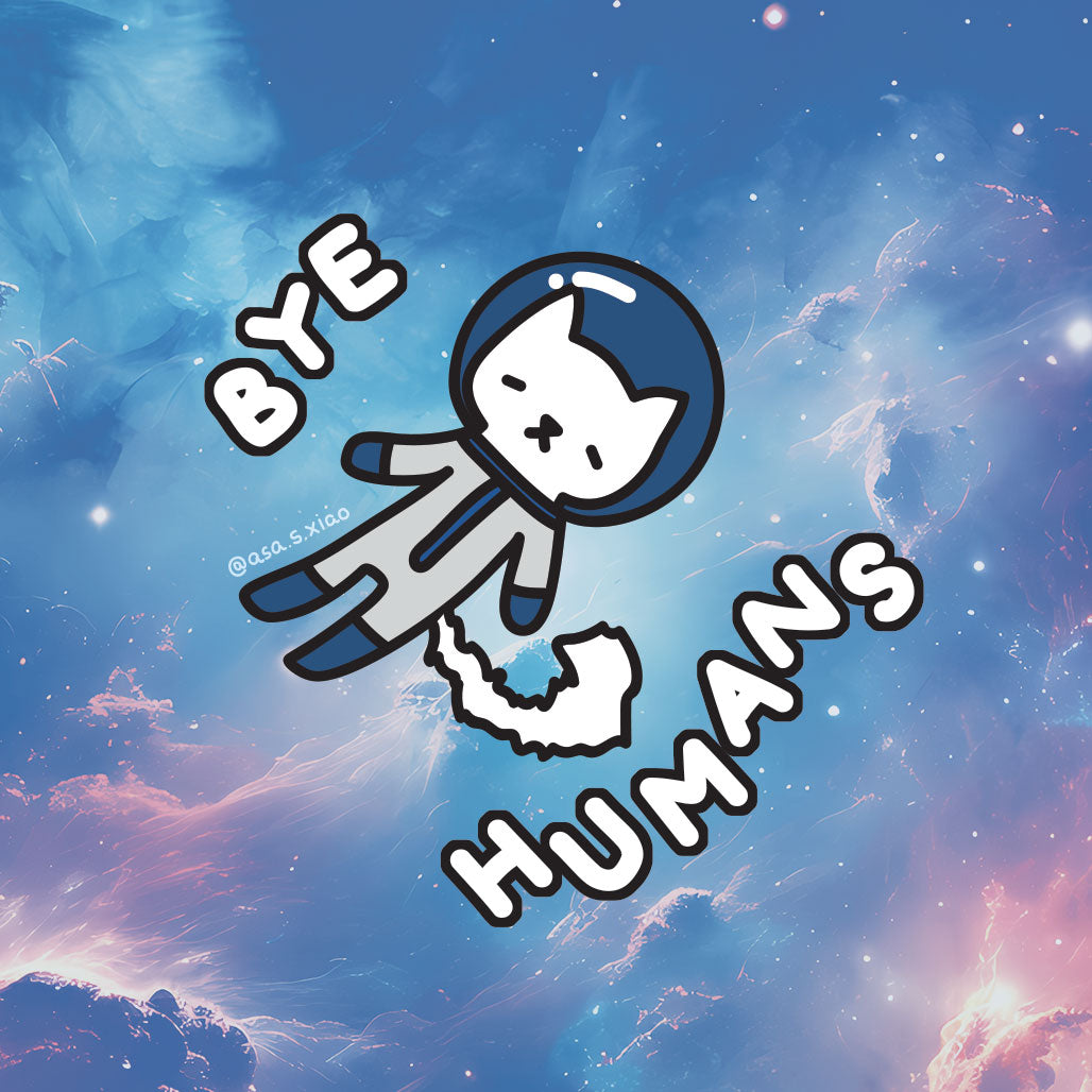 Original Holographic Car Decal Sticker - "Bye Humans" Spacewalk
