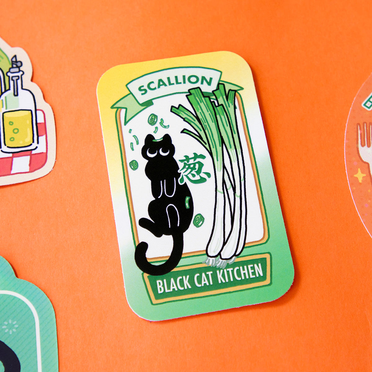 "Spice Cat" Vol. 2 Western Herb & Spice Series Waterproof Stickers - Scallion