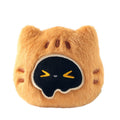Plush toy with a cat face design on a white background