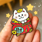 2-in-1 Cat Enamel Pin & Magnet - Golden Fortune Cat