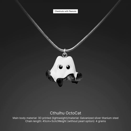 Cthulhu OctoCat pendant on a chain against a dark background