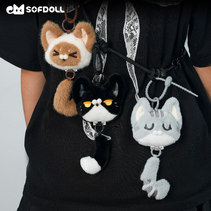 "The Tail-Twist" Detachable American Shorthair Cat Head & Tail Plush Charm