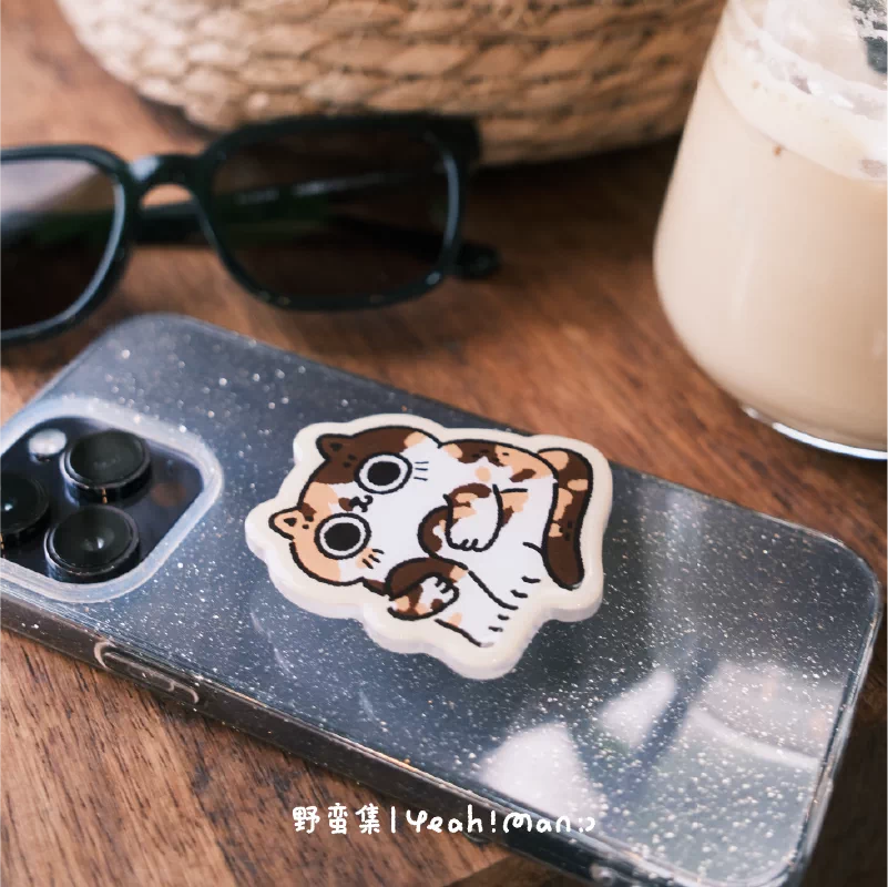 "Work-Life Balance" 3D Epoxy Cat Phone Griptok - Loafing Calico