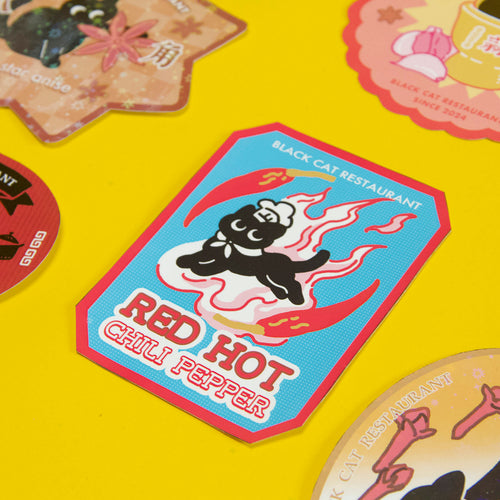 "Spice Cat" Chinese Spice Series Original Waterproof Stickers - Chili Pepper