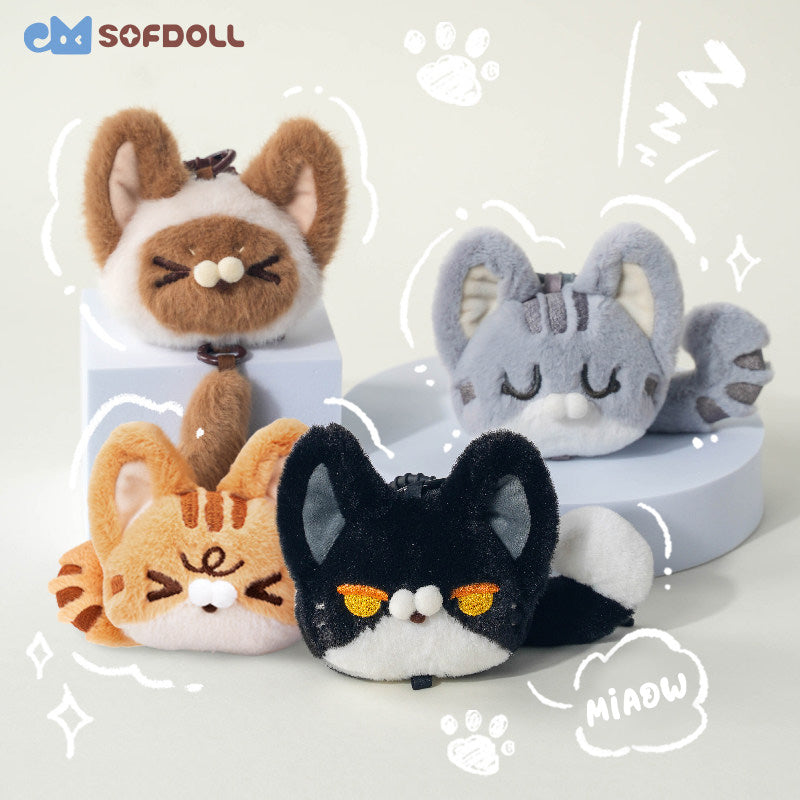 "The Tail-Twist" Detachable Siamese Cat Head & Tail Plush Charm