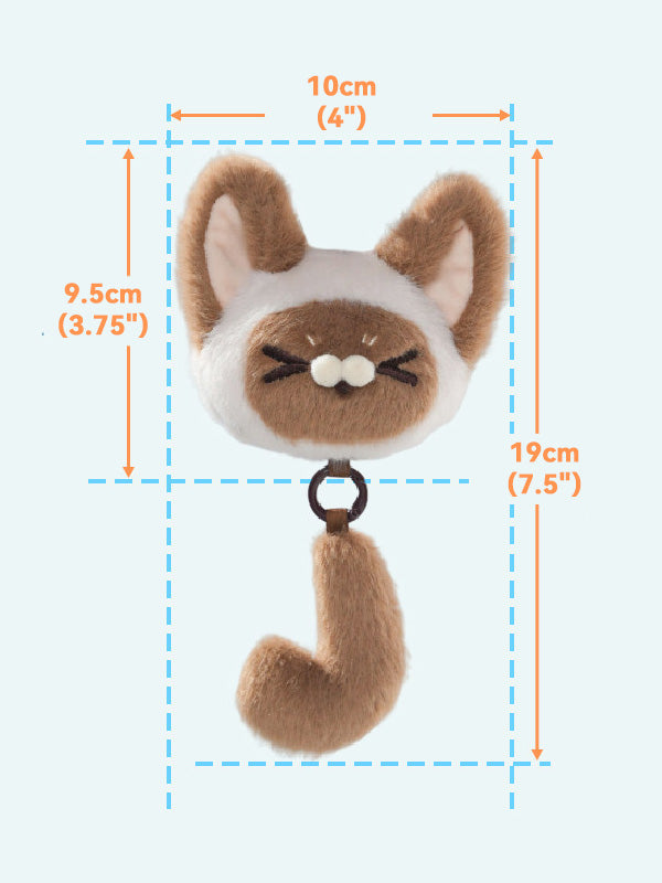 "The Tail-Twist" Detachable Orange Cat Head & Tail Plush Charm