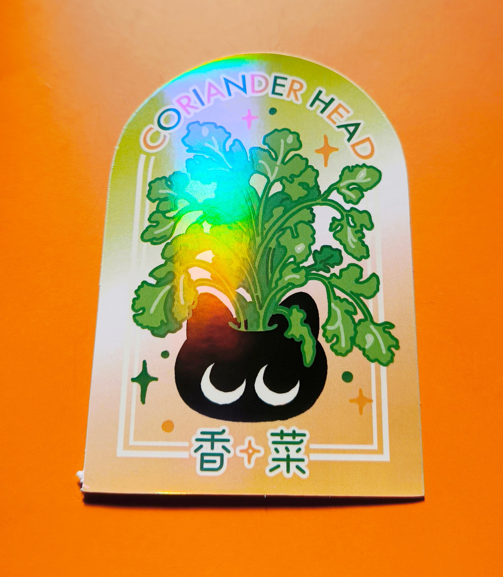 "Spice Cat" Vol. 2 Western Herb & Spice Series Waterproof Stickers - Cilantro (Coriander)