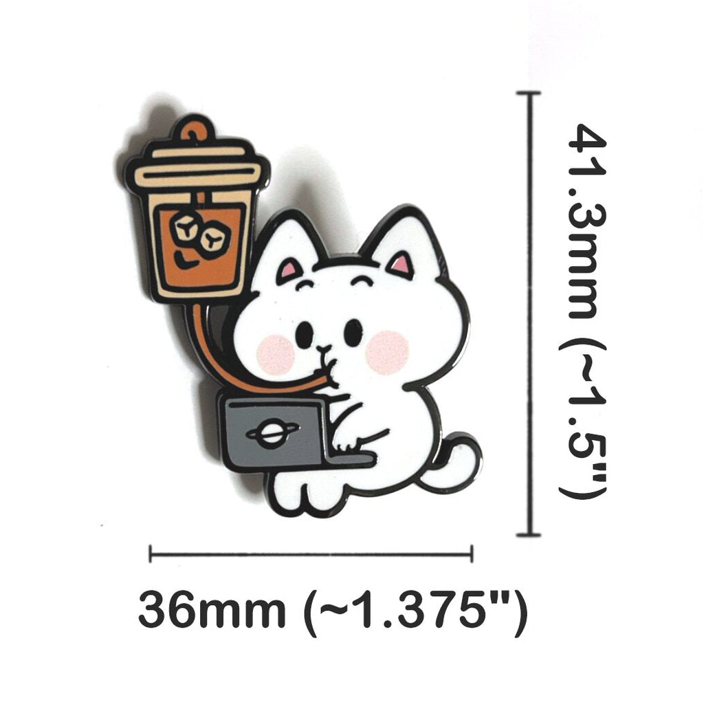 2-in-1 Cat Enamel Pin & Magnet - Coffee Infusion