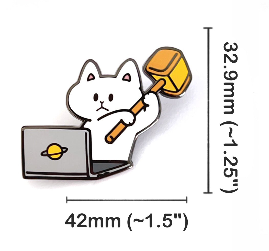 2-in-1 Cat Enamel Pin & Magnet - Computer Smasher
