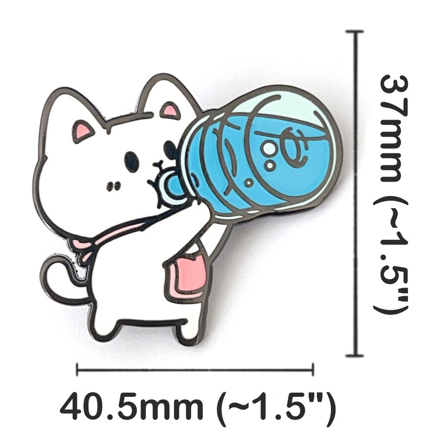 2-in-1 Cat Enamel Pin & Magnet - Stay Hydrated Cat