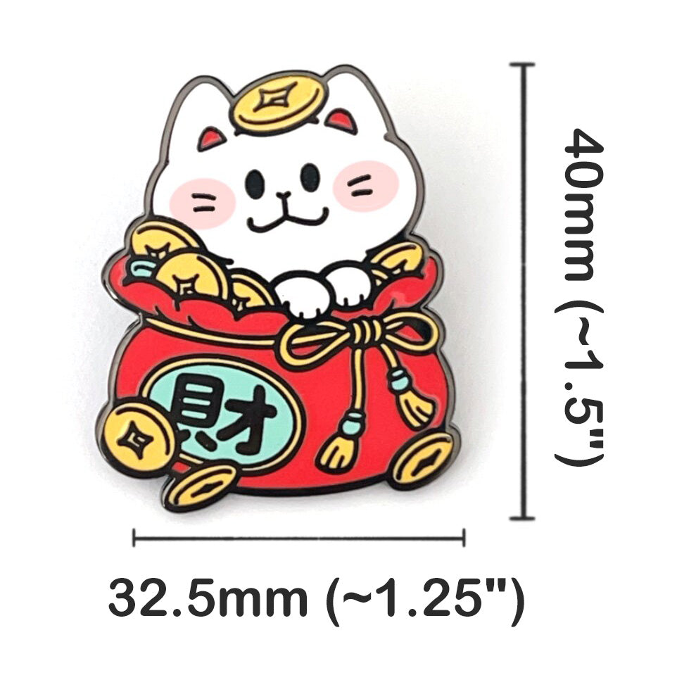 2-in-1 Cat Enamel Pin & Magnet - Golden Fortune Cat