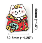 2-in-1 Cat Enamel Pin & Magnet - Golden Fortune Cat