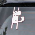 Original Reflective Car Decal Sticker - "Hanging On" Stretching Cat