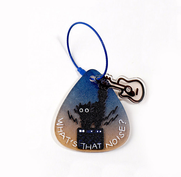"What’s That Noise?" Rock Cat Guitar Pick Keychain - Midnight Navy