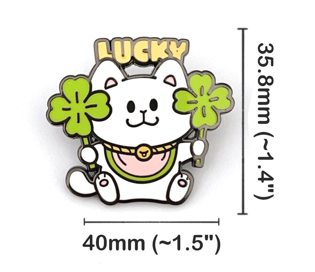 2-in-1 Cat Enamel Pin & Magnet - Lucky Cat