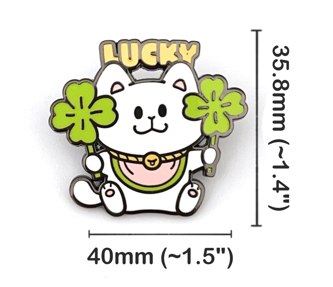 2-in-1 Cat Enamel Pin & Magnet - Lucky Cat