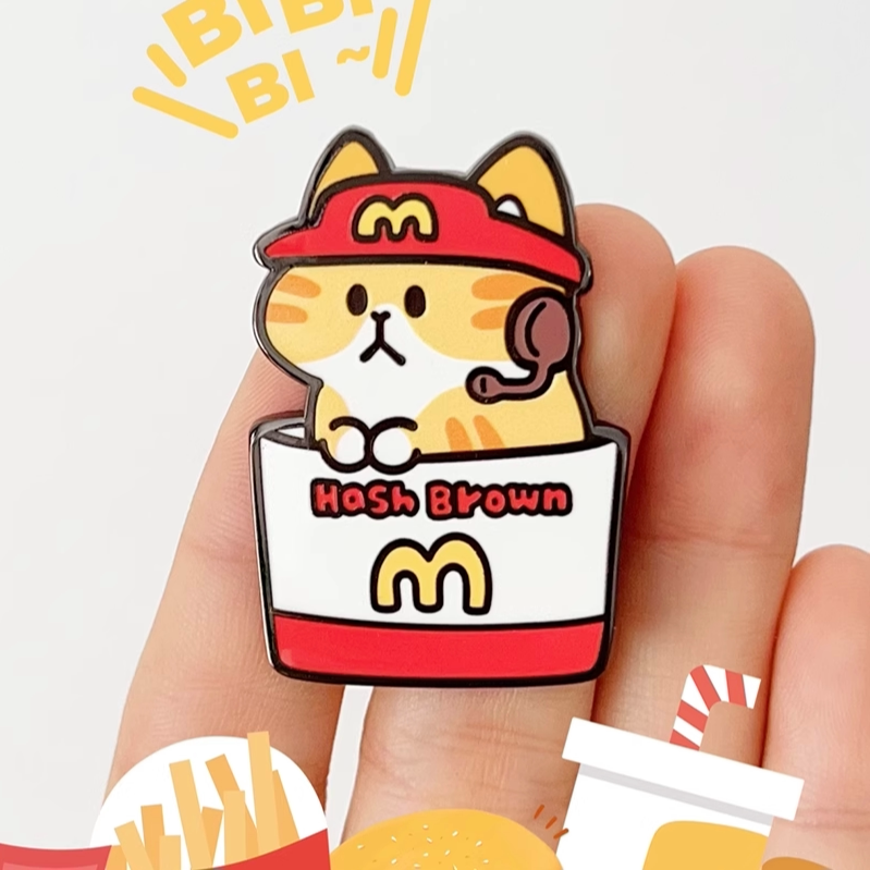 2-in-1 Cat Enamel Pin & Magnet - McCat Hash Brown