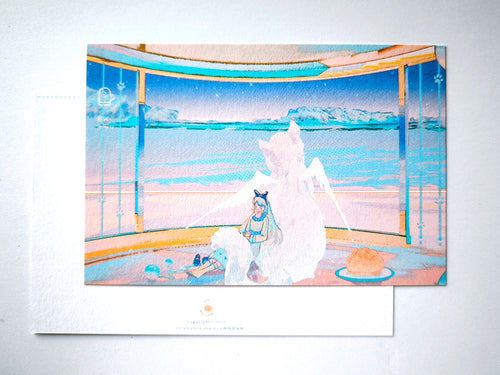 "My Own Bakery" Healing Postcard: Girl in Blue, Winter Snow. What happens after becoming small?