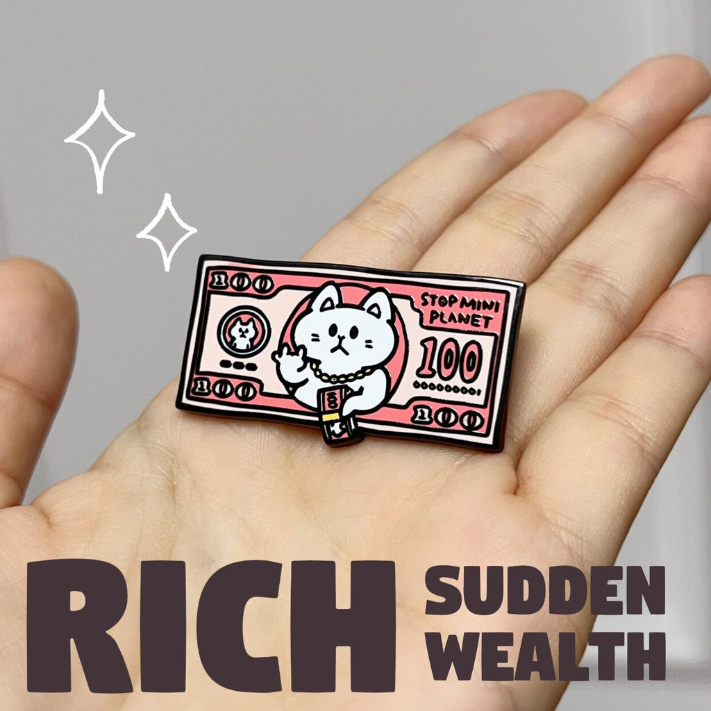 2-in-1 Cat Enamel Pin & Magnet - Rich Cat
