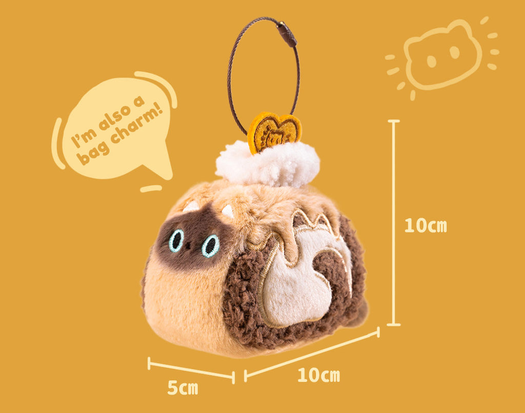 The Complete "Swiss Roll Cat" Collection – Full Set of 6 Plush Keychains / Charms