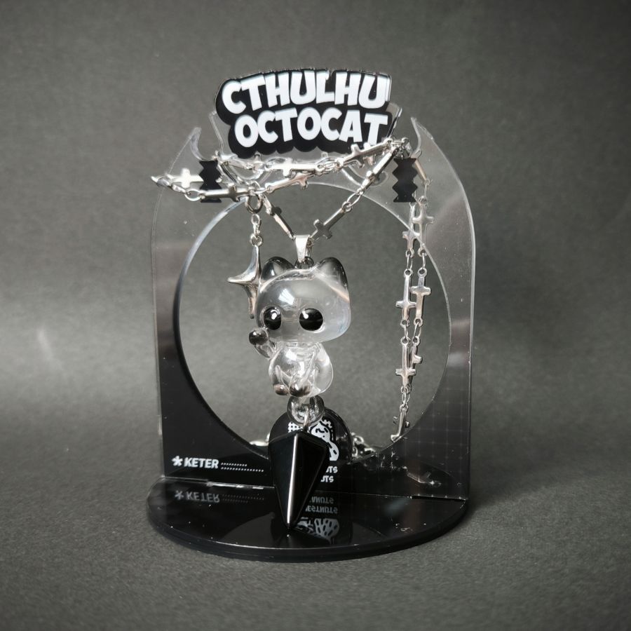 "Pellucidifelis Numisma" – Original Handcrafted Translucent Skeleton Cat Necklace