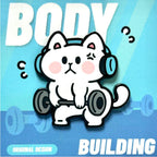 2-in-1 Cat Enamel Pin & Magnet - Workout Cat