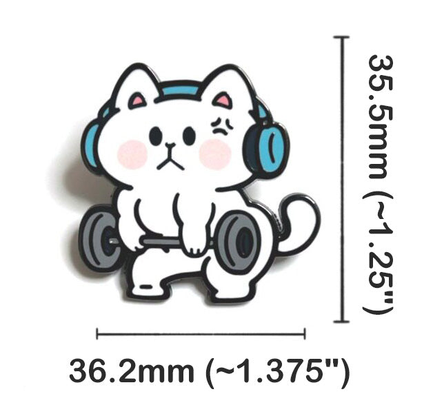 2-in-1 Cat Enamel Pin & Magnet - Workout Cat