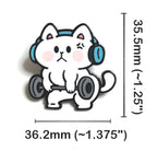 2-in-1 Cat Enamel Pin & Magnet - Workout Cat